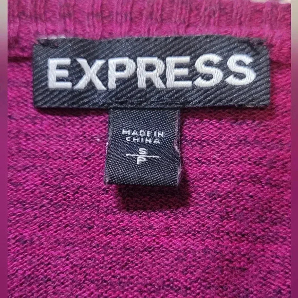 Express Womens Pullover Top Dolman Sleeve Open Knit Sz. Sm dark fuchsia w stripe - Picture 9 of 9